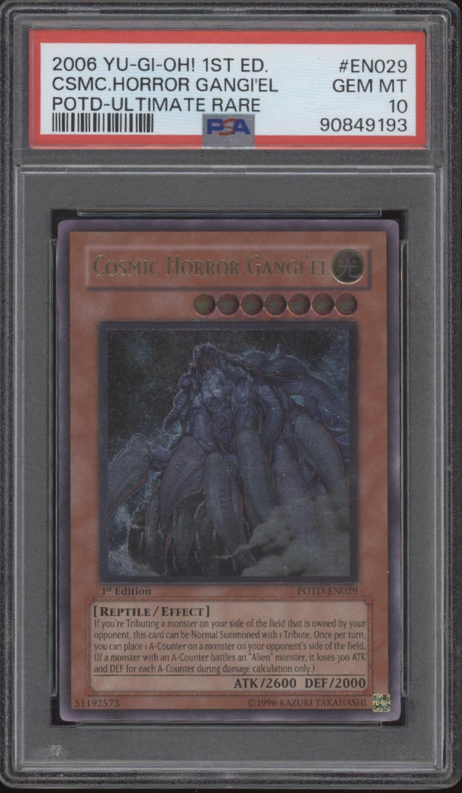 Cosmic Horror Gangi'el  Yu-Gi-Oh! POTD Ultimate Rare 1st Edition #EN029 PSA 10
