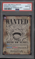 Monkey D Luffy One Piece Card Game OP09 Wanted Alternate Art #119 PSA 10
