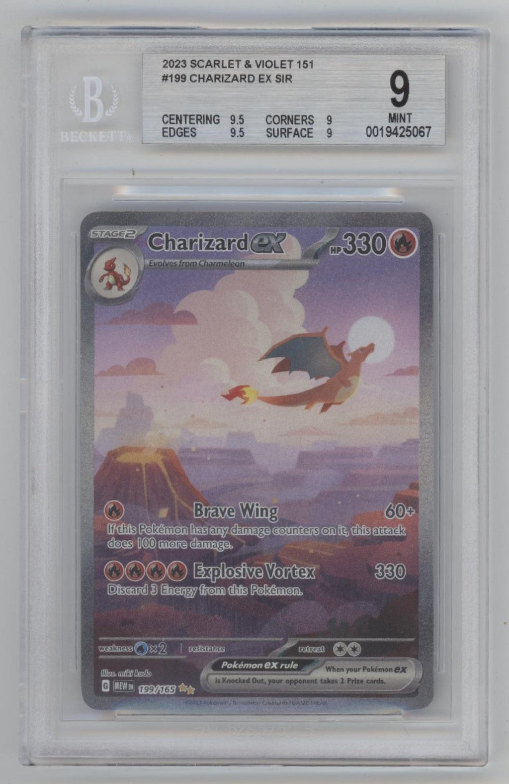 Charizard ex Pokemon 151 #199 Beckett 9