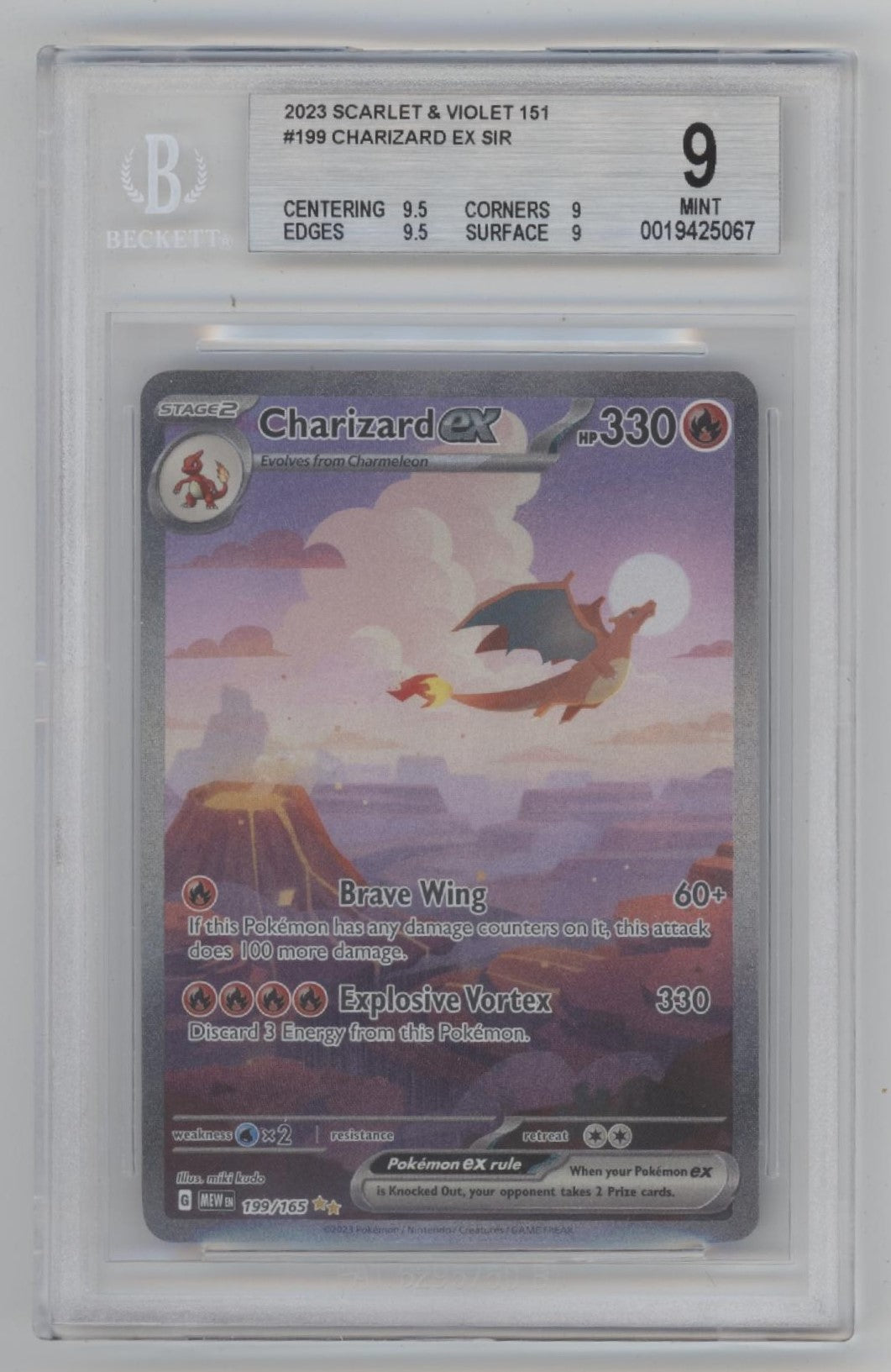 Charizard ex Pokemon 151 #199 Beckett 9