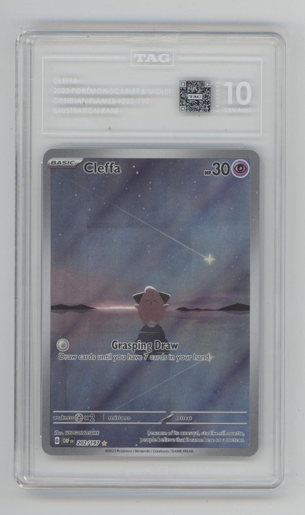 Cleffa Pokemon Obsidian Flames Illustration Rare #202 TAG 10