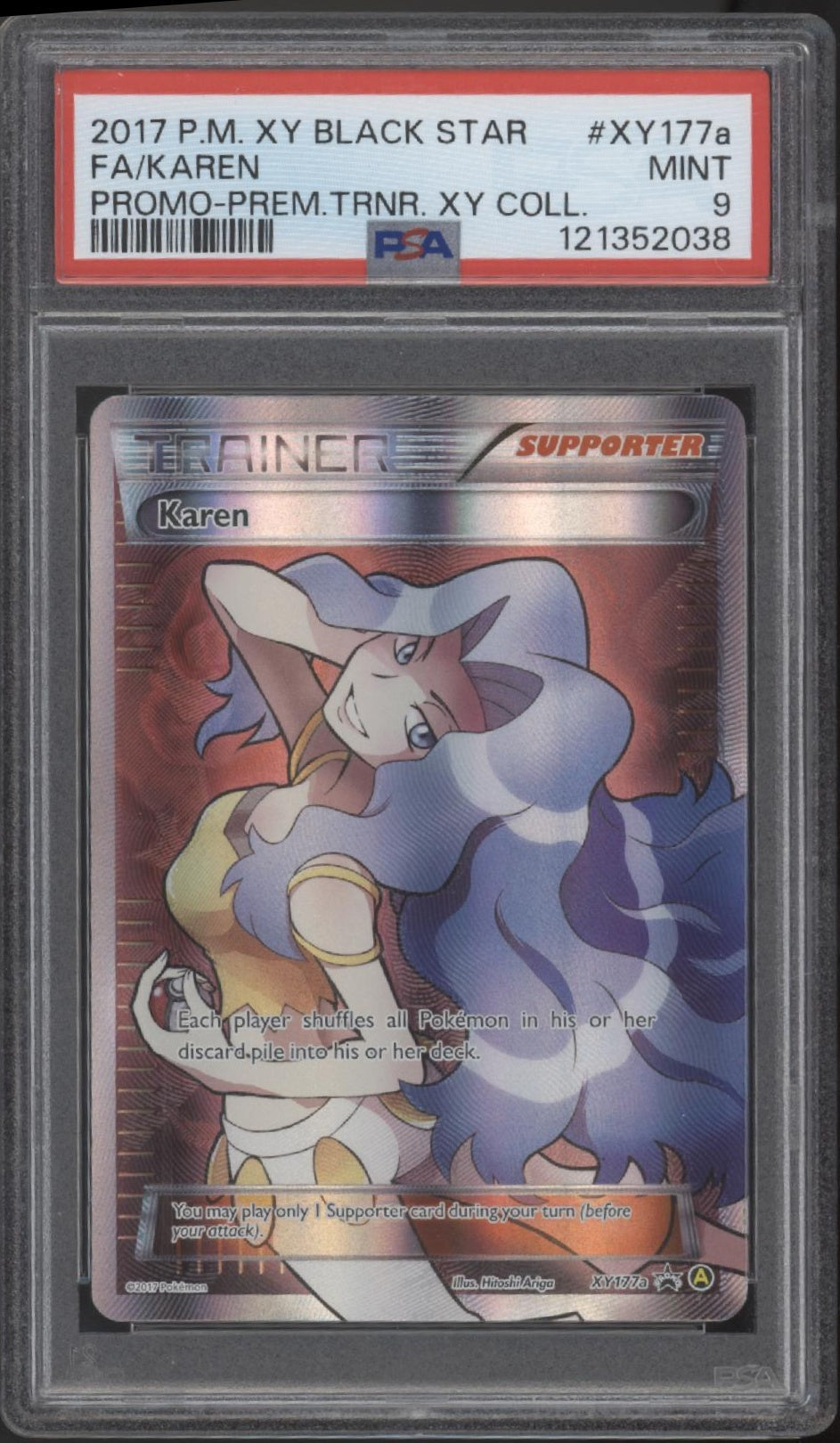 Karen Pokemon Premium Trainer XY Collection Promo Full Art #XY177a PSA 9
