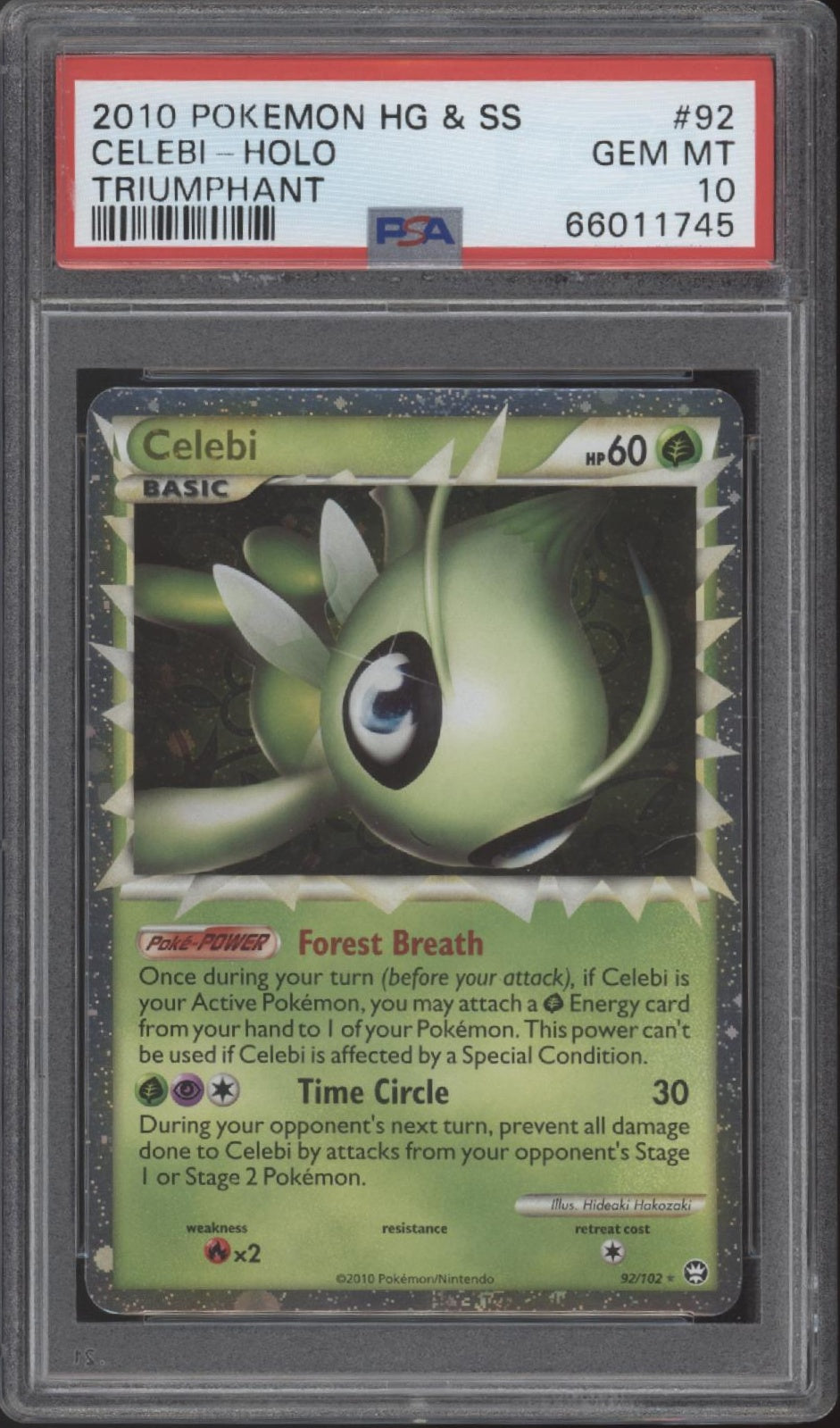 Celebi Pokemon Triumphant Holo #92 PSA 10