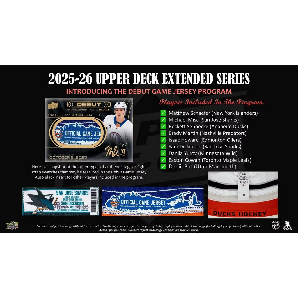 2025-26 Upper Deck Extended Series Hockey Hobby Box *Contact Us To Order*
