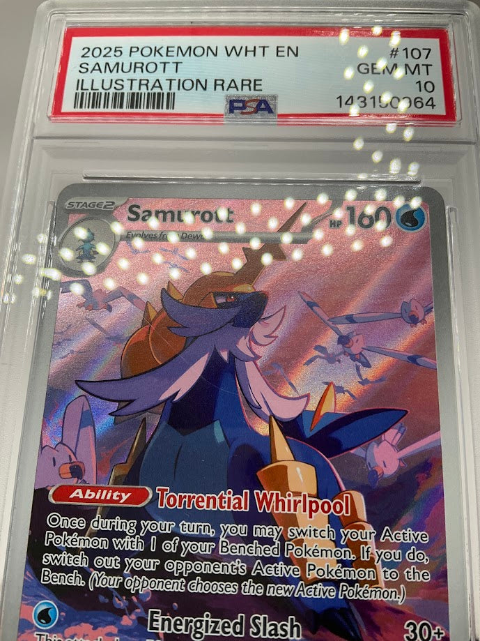 Samurott Pokemon White Flare Illustration Rare #107 PSA 10