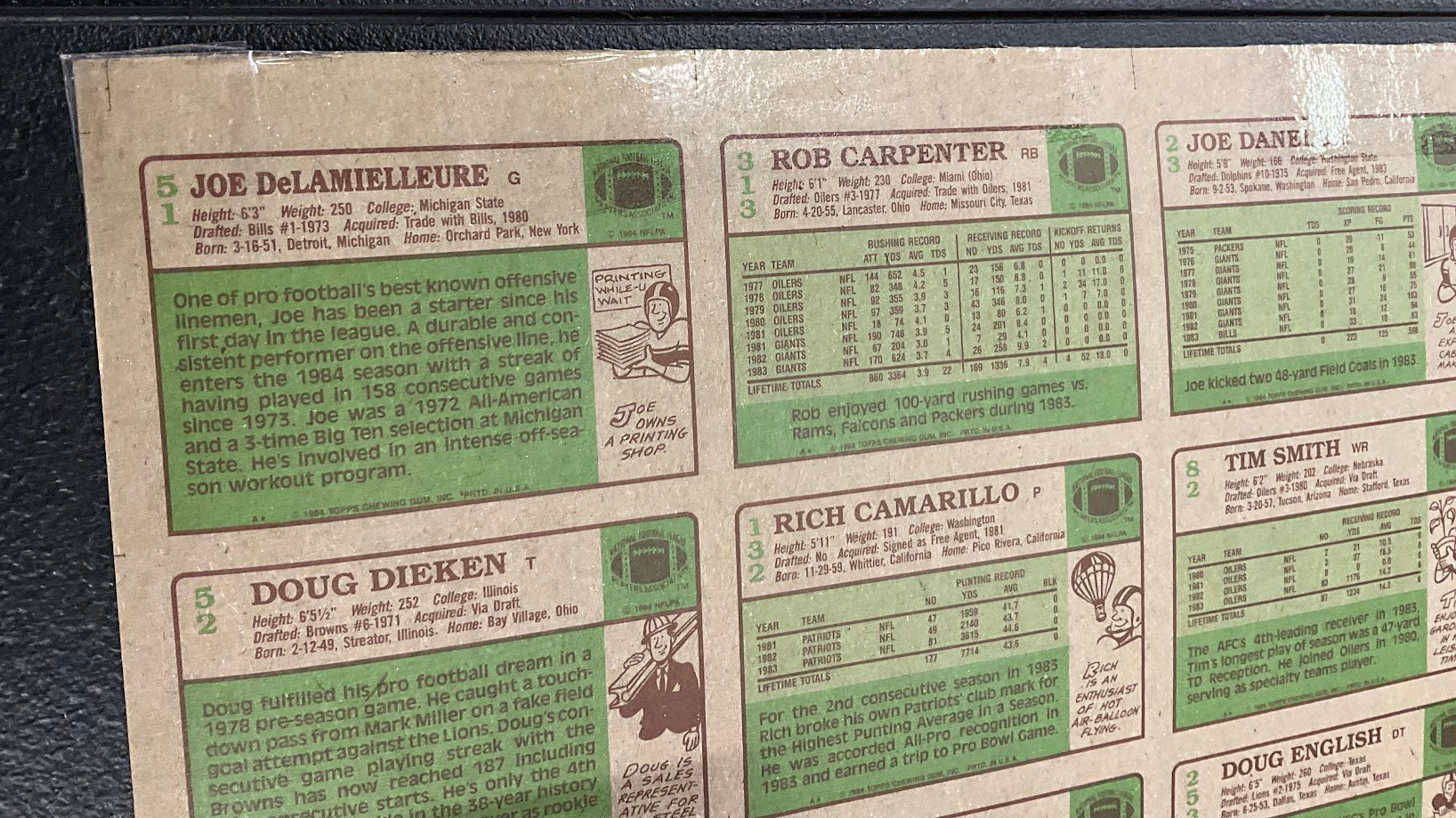 1984 Topps Football Full Set Uncut Sheets *See All Photos & Description*