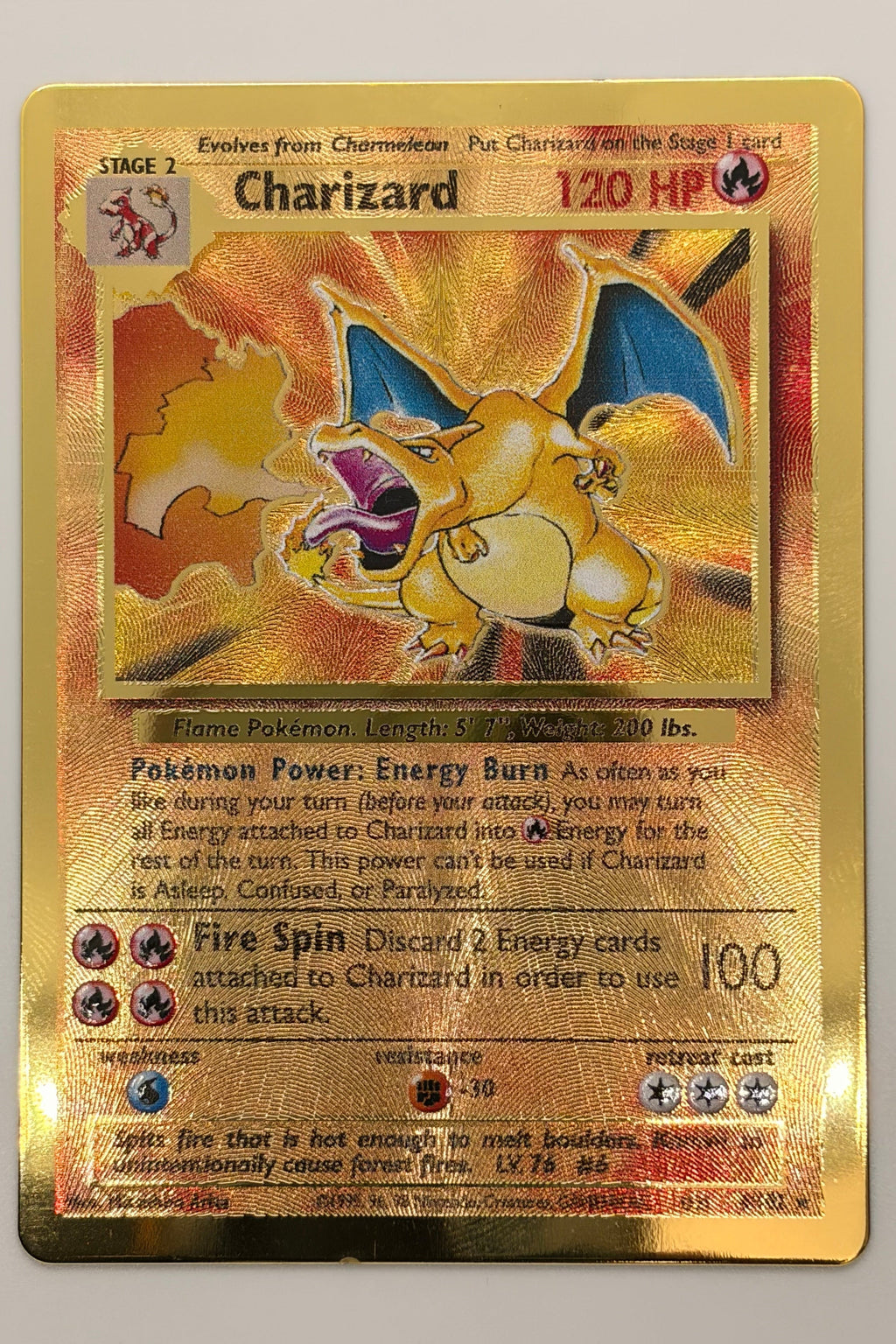 Charizard Metal Gold Card UPC Pokemon 25th Anniversary Celebrations 4/102