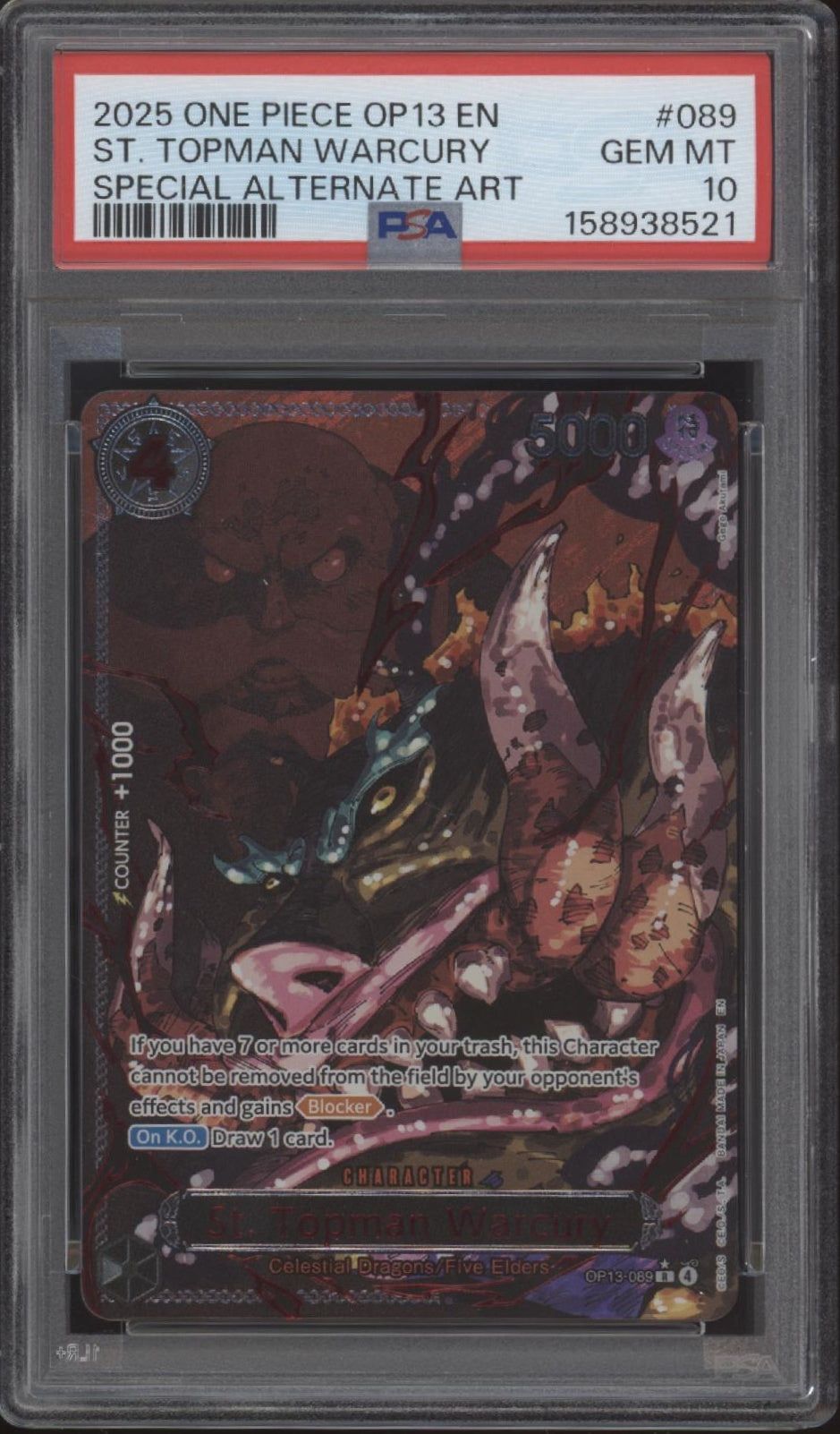 The Five Elders One Piece OP13 Special Alternate Art PSA 10 Sequential Set of 5