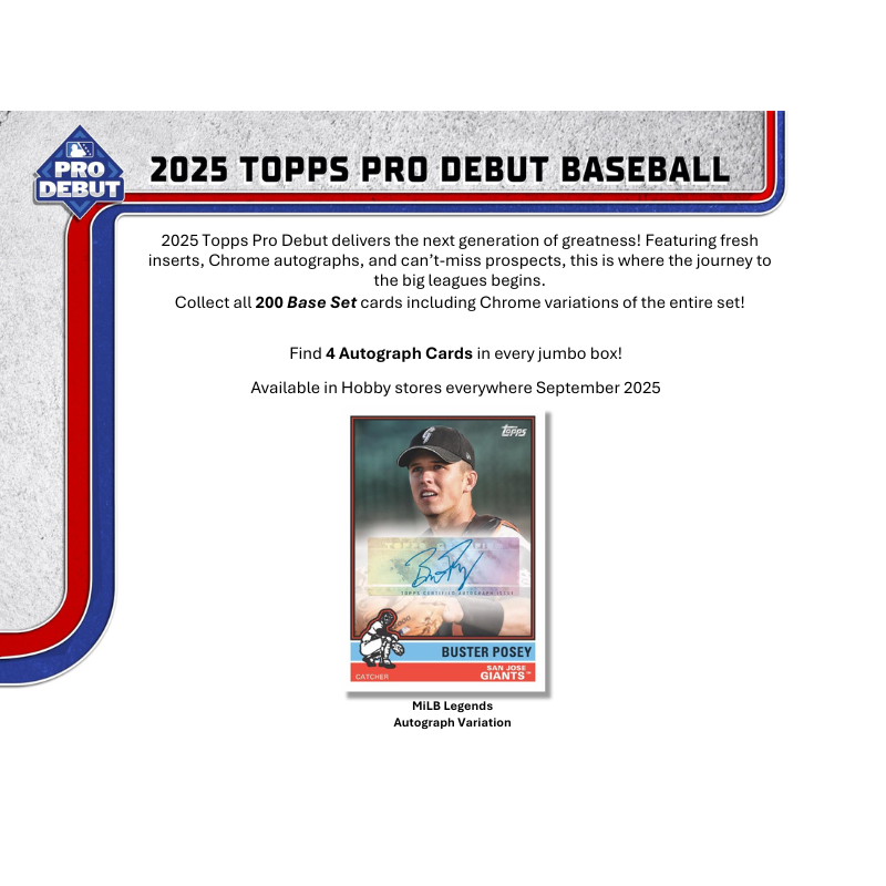 2025 Topps Pro Debut Baseball Jumbo Hobby 8 Box Case