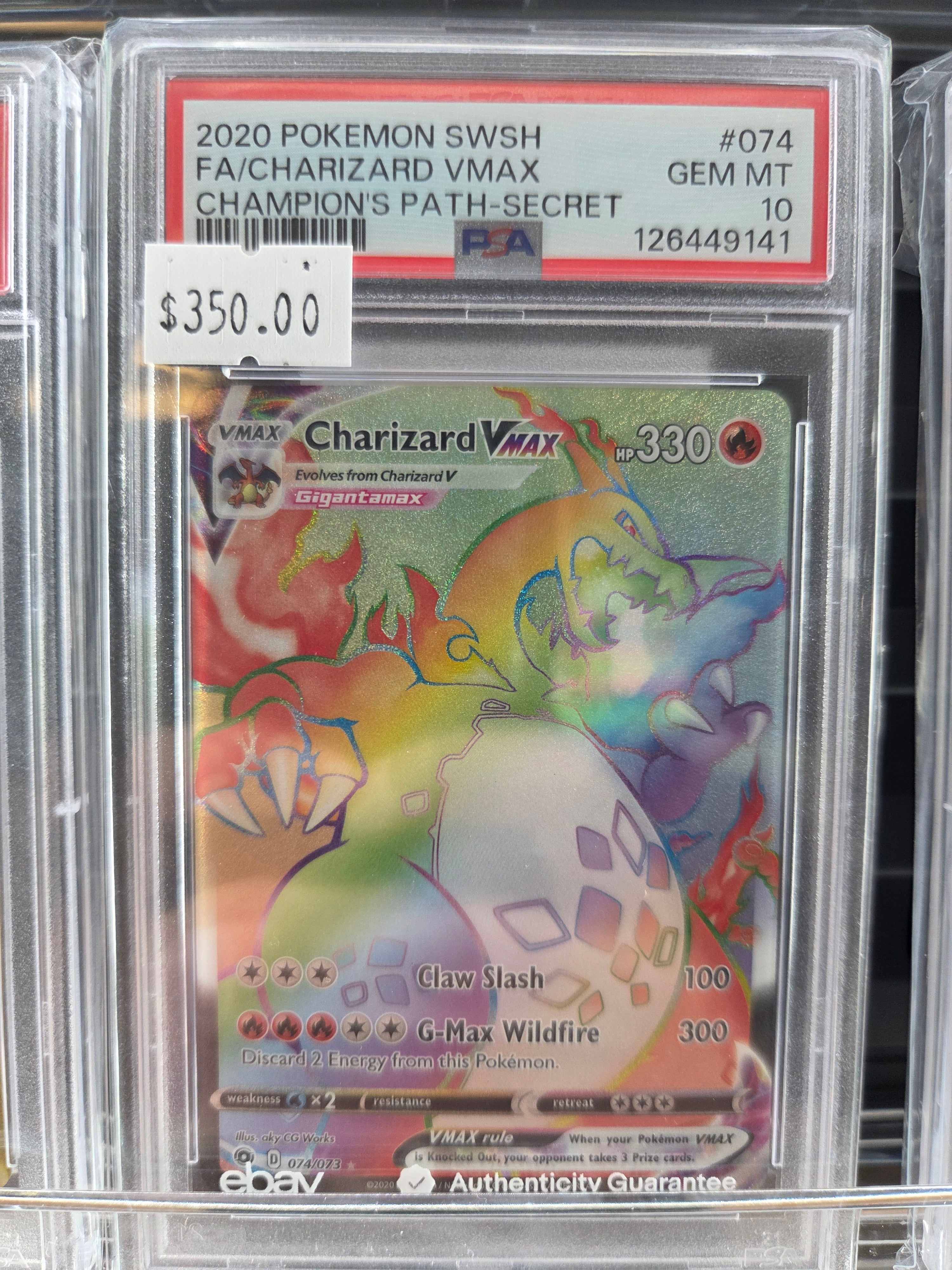 2020 POKEMON SWORD & SHIELD CHAMPION'S PATH #074 FA/CHARIZARD VMAX CHAMPION'S PATH-SECRET psa 10