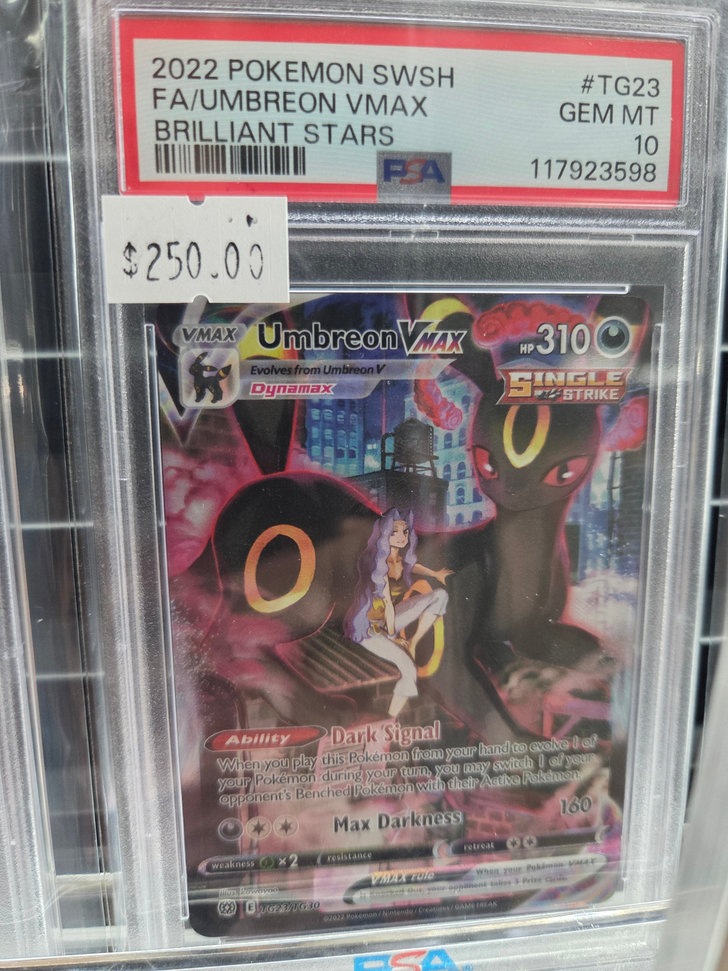 2022 POKEMON SWORD & SHIELD BRILLIANT STARS #TG23 FA/UMBREON VMAX BRILLIANT STARS psa 10